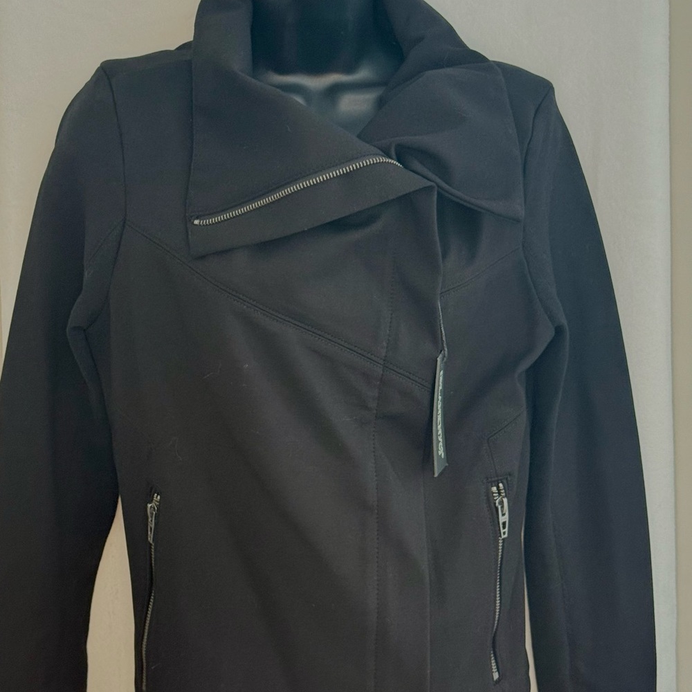 BLANKNYC Black Shawl Collar Ponte Moto Jacket, sz M